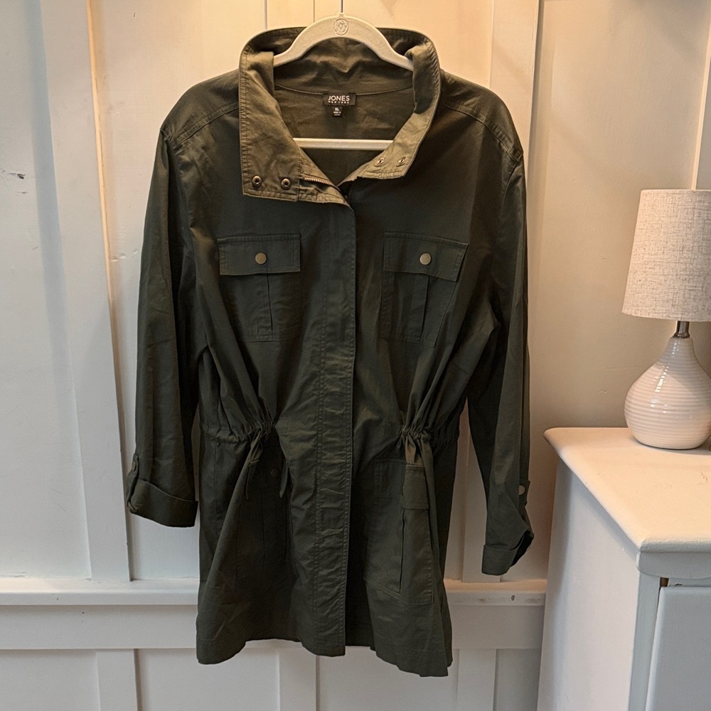 Jones New York Olive Green Utility Drawcord Jacket